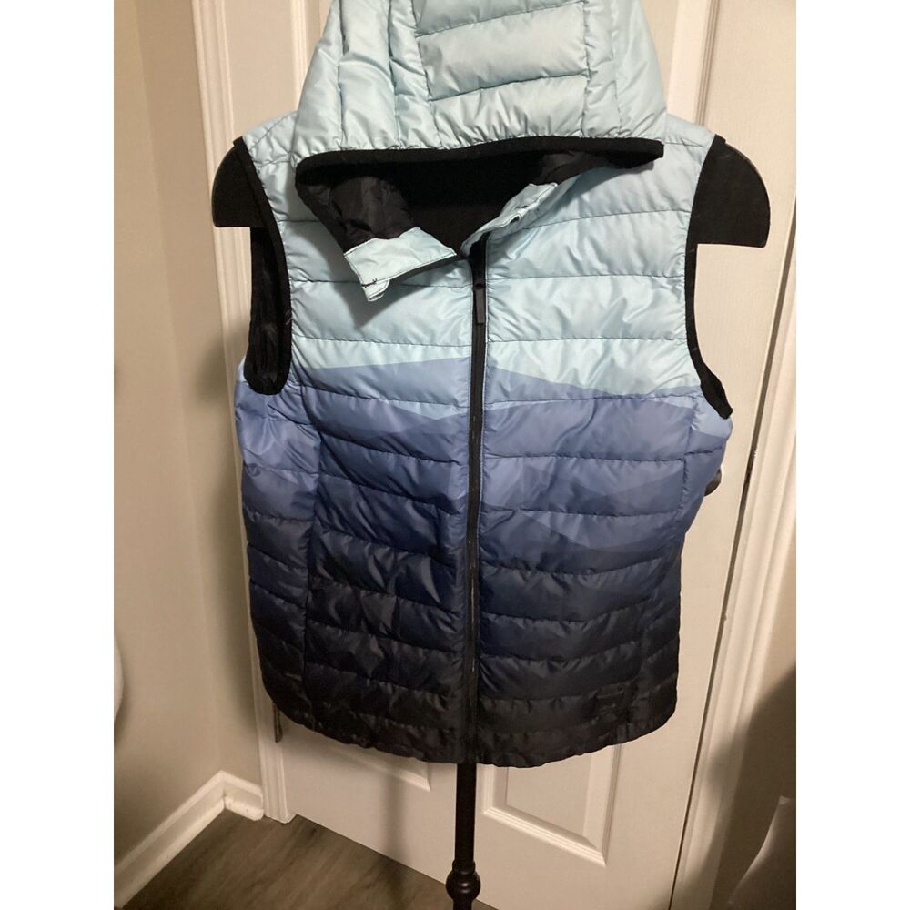 LOLE Women’s blue 90% Duck Down Hooded Puffer Vest Size large